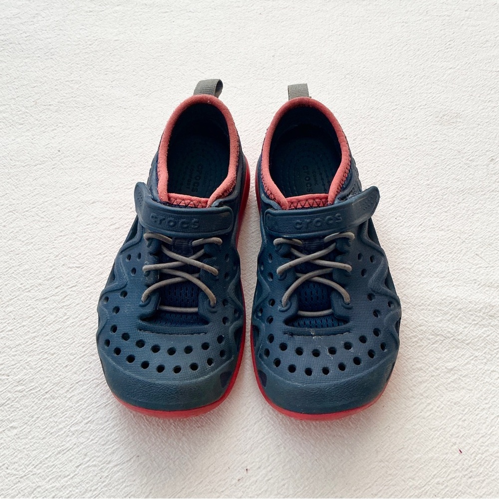 CROCS Kids Navy Blue and Red Water Shoes